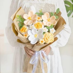 Handmade Crochet Flower Bouquet - Golden Bloom