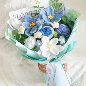 Handmade Crochet Flower Bouquet - Sky Blossom