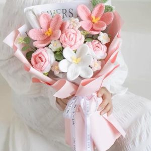 Handmade Crochet Flower Bouquet - Sweet Blush Garden