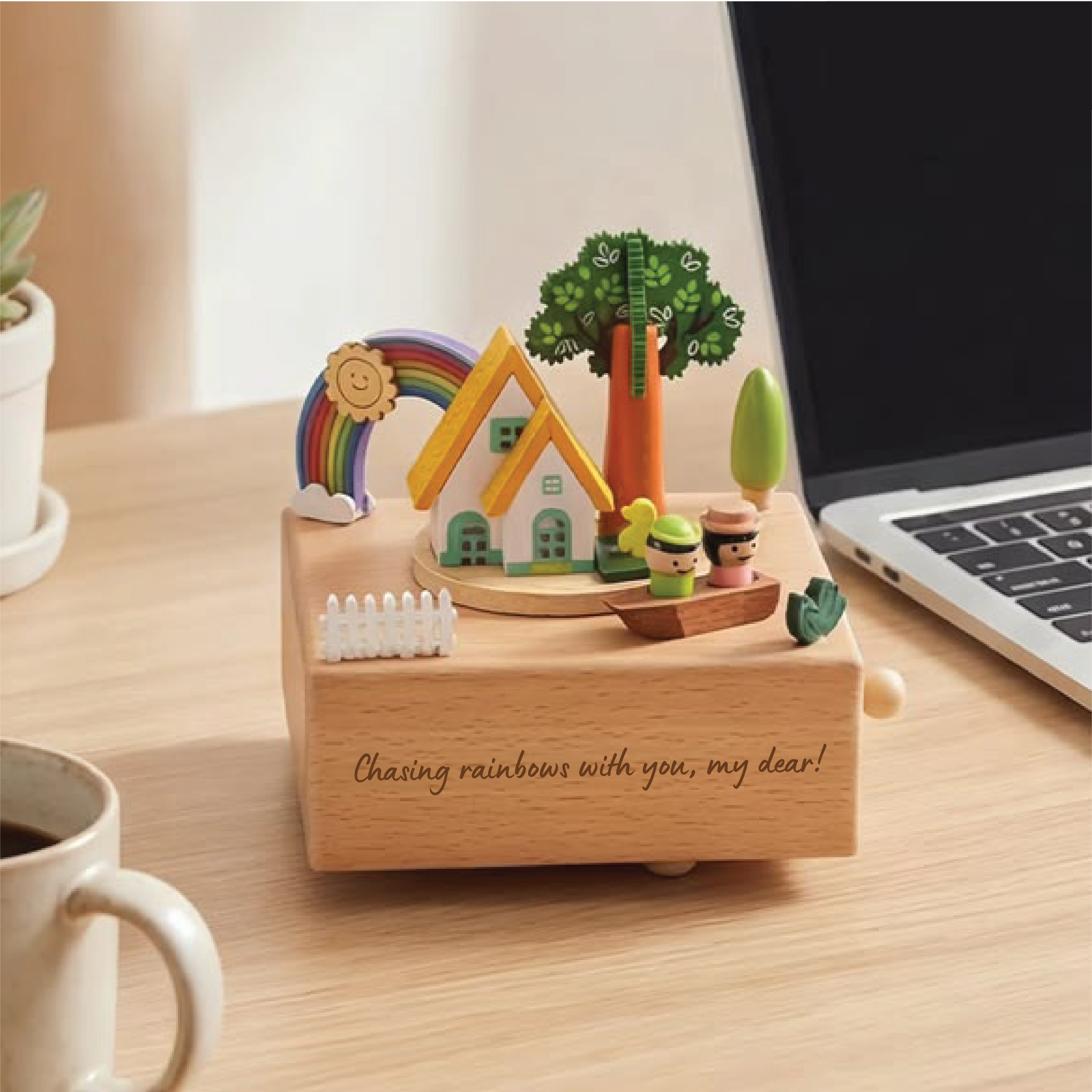 Personalised Wooden Music Box - Our Little World