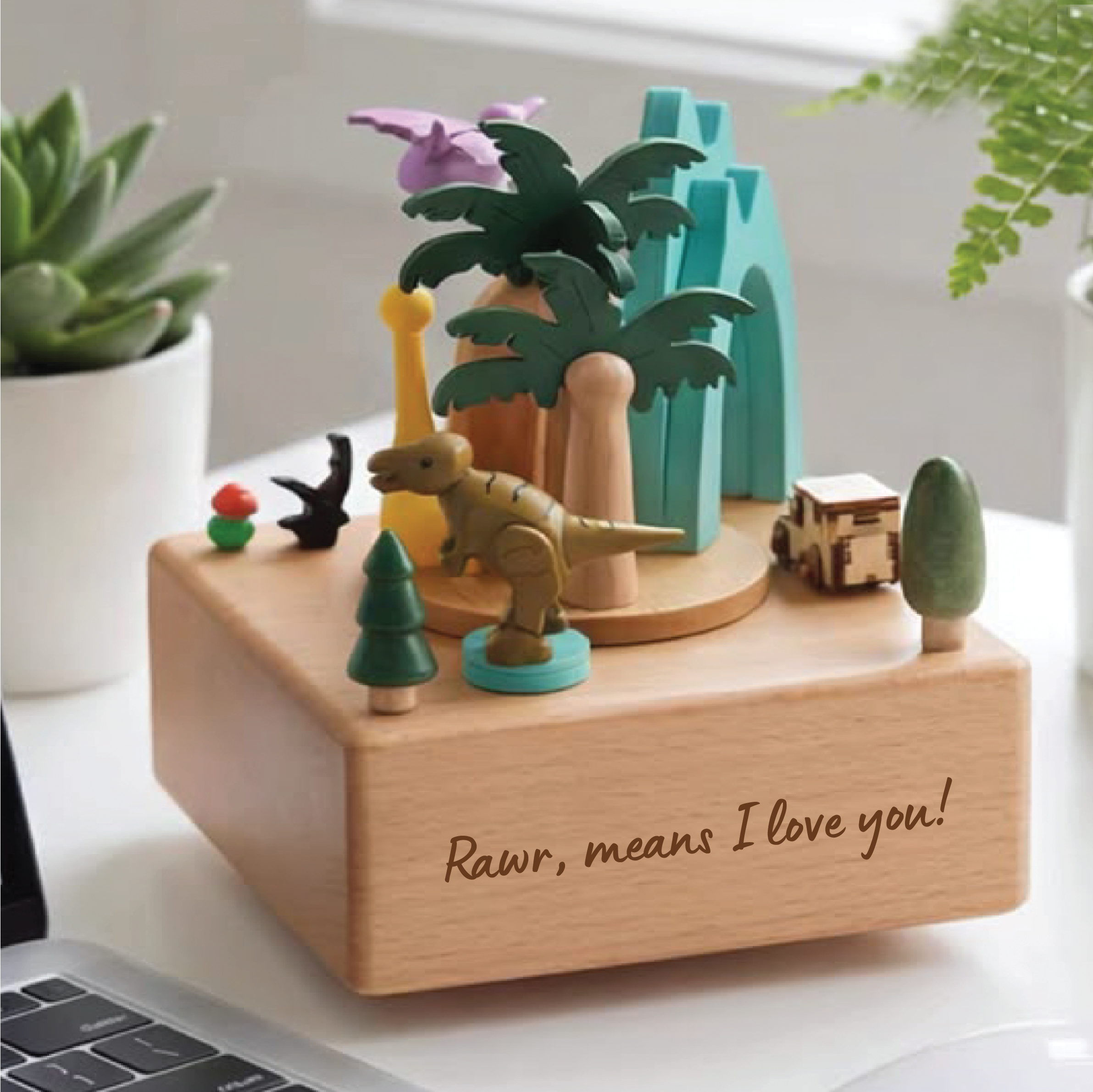 Personalised Wooden Music Box - Roars of Love Music Box